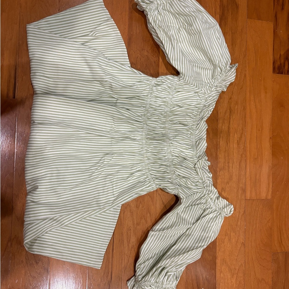 Sabo Skirt Gray and White Puff Sleeve Mini Dress